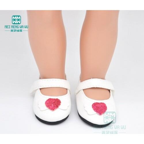 7cm Mini toy baby shoes for doll fit 17inch 43cm new born doll accessories and American doll white fashion leather shoes