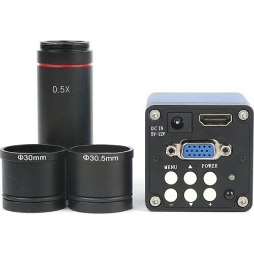 Binocular Stereo Microscope Camera 720P 14MP HDMI VGA Digital Industry Eyepiece 0.5x C-mount Lens Adapter 30mm 30.5m Ring