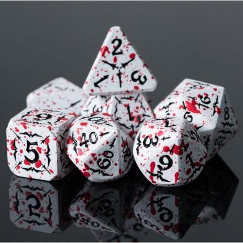 Cusdie 7 Pcs Eagle Metal D&D Dice, Bloodstained Metal DND Dice, Polyhedral Metal Dice Set, for Role Playing Game MTG Pathfinder