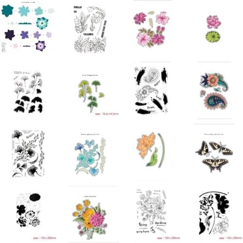 Flower Summer Scenery Lotus Ginkgo Leaves Cutting Dies & Stamps & Stencil Scrapbook Dariy Decoration Stencil Embossing Template