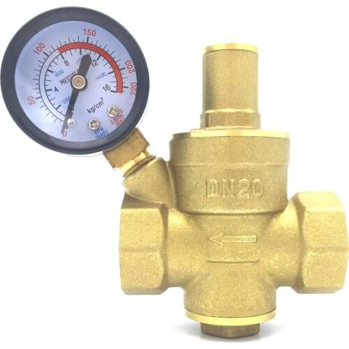 DN20 Brass Valve 3/4" Water Pressure Reducing Maintaining Valve Regulator Adjustable Relief Valve Gauge