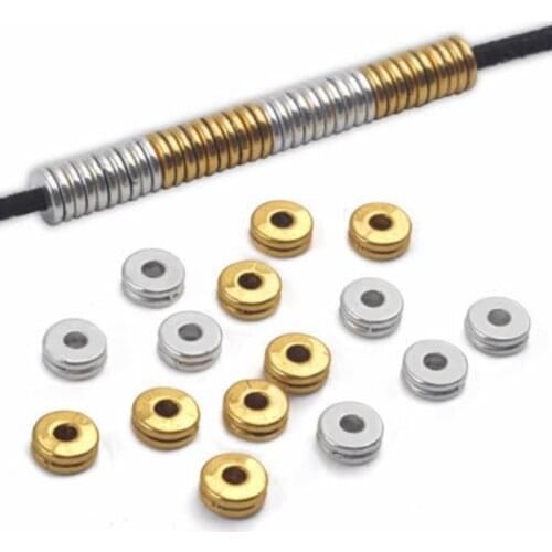 30pcs Double Metal Spacer Beads Wheel Bead Flat Round Loose Beads For Jewelry Making Supplies DIY Charm Bracelet Accessories 6mm