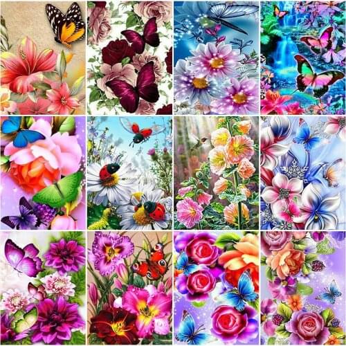 EverShine Diamond Embroidery Butterfly Cross Stitch Diamond Mosaic Animal Rhinestones Art Painting Flower Full Square Handicraft
