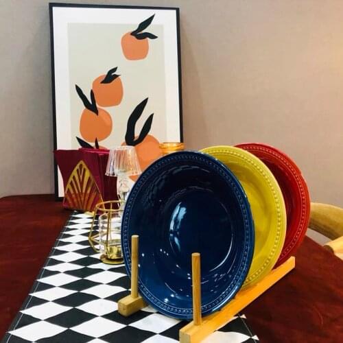 Ceramic Dessert Plate Retro Beaded 8.5 Inch New Arrival elegant Colourful Flat Innovative The Nordic Tableware Artistic Domestic