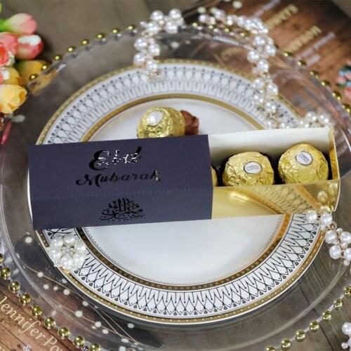 1/5/10pcs Black Eid Mubarak Decor Candy Box Gift Boxes Happy Ramadan Decorations for Home Islamic Muslim Al-Fitr Party Supplies