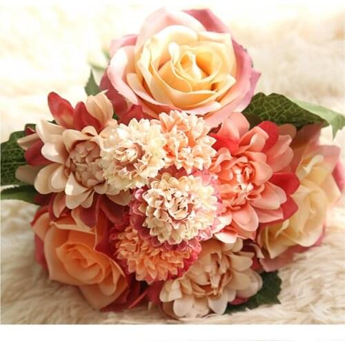 Blush Pink Bouquet, Silk Rose Bouquet, Bridal Throw Away Flowers