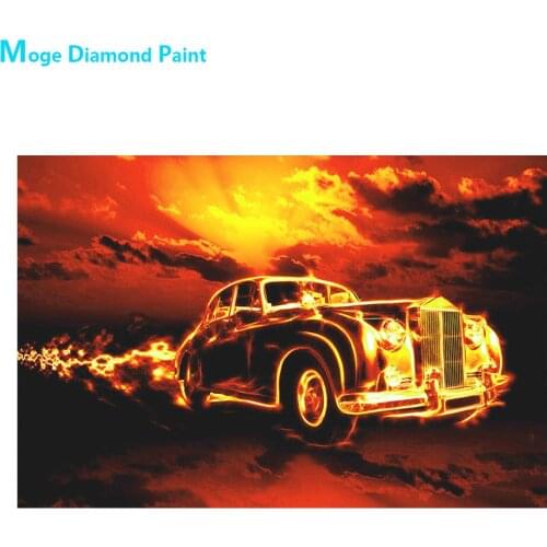 Cool Flame Car Diamond Painting Round Full Drill Nouveaute DIY Mosaic Embroidery 5D Cross Stitch Cartoon Christmas Images