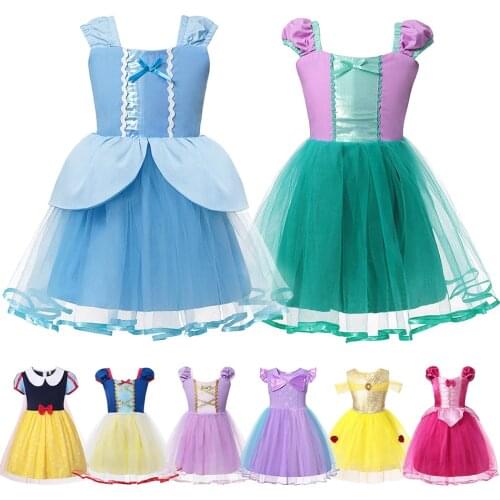 Summer Clothes Baby Costume Girls Princess Cendrillon Snow White Dress Ana Belle Tangled Costume Kids Birthday Vestido