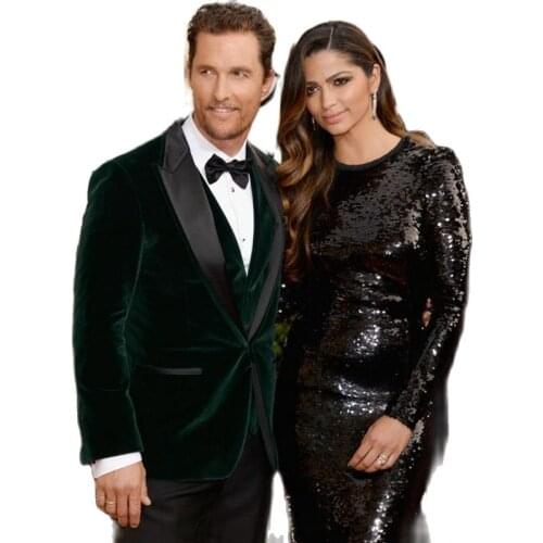 Custom Made Green Velvet Mens Toast Suits Evening Dress Handsome Groom Tuxedos Prom Party Clothes(Jacket+Pants+Vest+Tie) W:153
