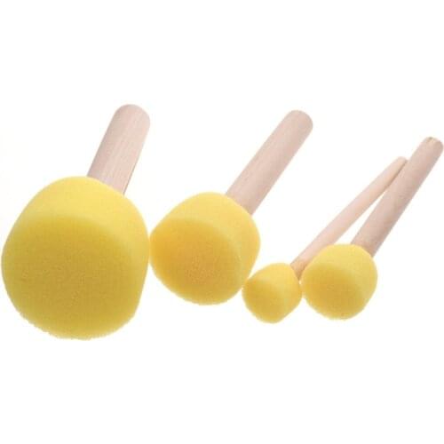 Set of 4 Pcs Assorted Size Round Sponges Brush Set, Paint Tools For Kids