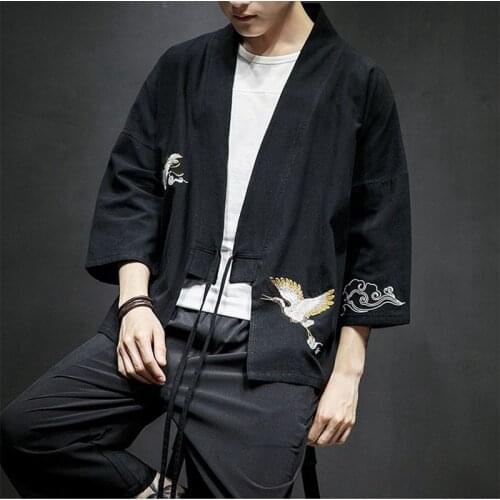 Embroidery Japanese Style Asian Comfortable Clothes Vintage Traditional Samurai Clothing Men yukata men Plus Size M-5XL