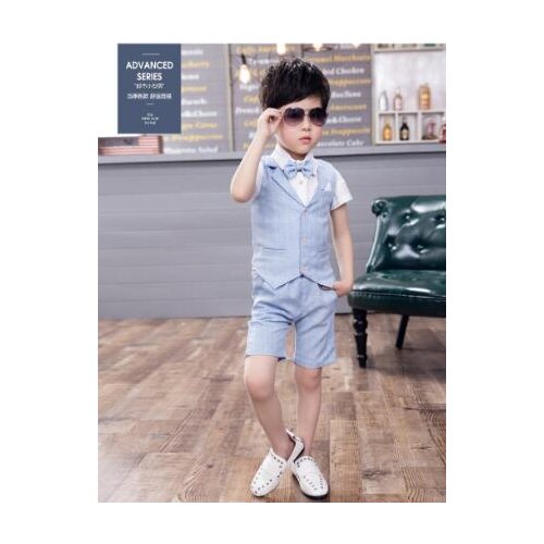 2018 new High quality Spring and autumn boys blazer Gentlemens formal solid polyester into boys suit 2pcs (Vest + pants)