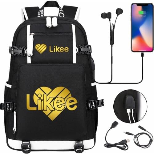 Hot Likee Backpack Likee Video App Girls Boys School Bags Laptop Bag Waterproof Multifunction USB Charging Travel Bags Bolsa