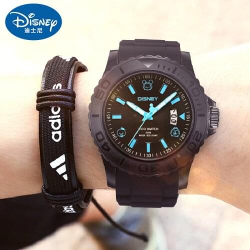 Disney Original Kids Children Sport Quartz 50m Waterproof Calendar BayMax Micky Mouse Boy Girl Student Luminous Silic Gift Clock