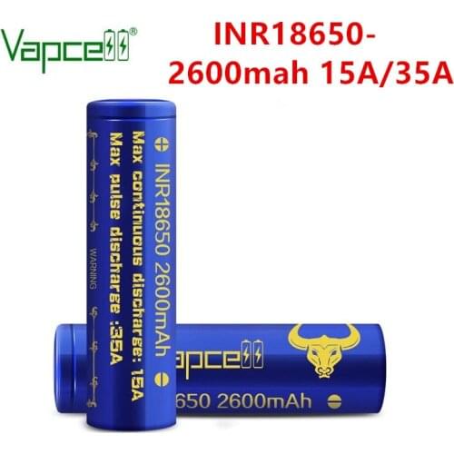 Free shipping QZ Vapcell original 18650 2600mah 15A / 35A 3.7v Rechargeable Li lon Battery lithium batteries cell for flashlight