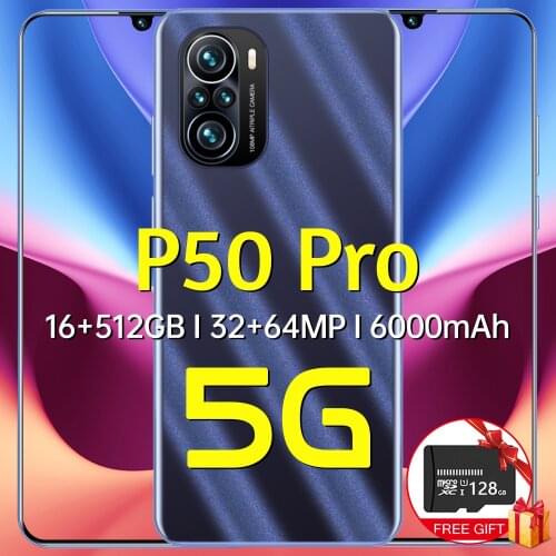 Global Version New 6.7 Inch 5G Smartphone 16GB+512GB Large Memory for Huawei P50 Pro Cellphone Xiaomi Samsung Apple Mobile Phone