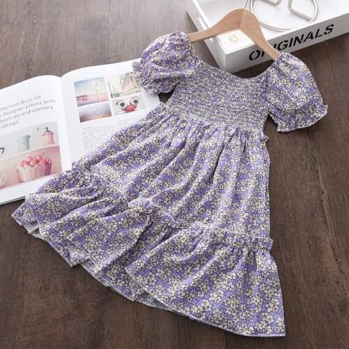 Girls Princess Dress 2021 New Summer Baby Girls Floral Ruched Costumes Fashion Toddler Girl Party Vestidos For 2-6 Years