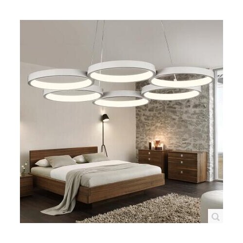 Pendant light LED Acrylic Contracted Sitting Room Atmosphere Light Dining-room Lamp Bedroom Circle 6 Head Pendant Lamps 110-220V