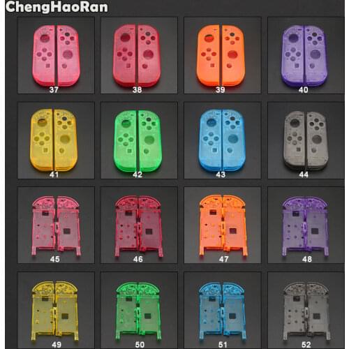 ChengHaoRan Clear Plastic Housing Shell Case Cover&Middle Frame Button set Replacement for Nintendo Switch NS Joy-Con Controller