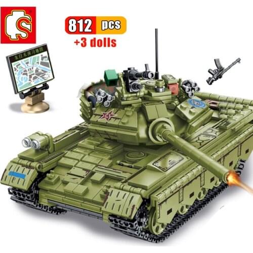 SEMBO 812Pcs Military WW2 Army Weapons Type 59 Medium Tank Model Building Blocks Soldier Figures DIY Educational Bricks Toys Boy