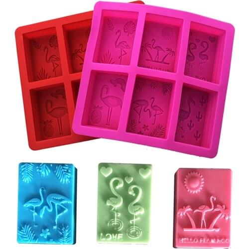 6 Cavity Silicone Soap Molds Rectangle flamingo Shaped Handmade Soap Mold Portable Unique Soap Making Tools