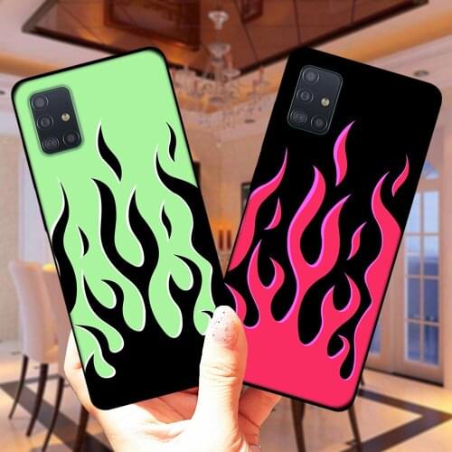 Fashion Flame Flames Silicone Case Cover For Samsung A51 A71 A01 A10 A11 A21S A20 A30 A31 A40 A41 A50 A60 A70 A50S A7 A6 A8 Plus