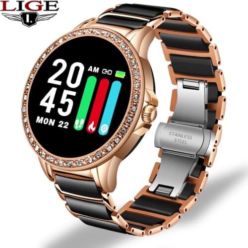 LIGE Diamond Smart watch Ladies smartwatch Women Blood Pressure Heart Rate Monitor Fitness Tracker 2020 New Fashion Sports Watch