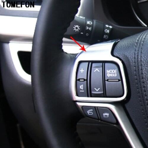 TOMEFON Auto Interior Accessories For Toyota Highlander Kluger XU50 2014 2015 ABS Chrome Steering Wheel Cover Trim Decorative