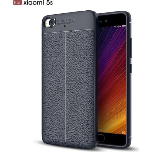 Thin Silicone Phone Back Cover Litchi Texture Soft TPU Skin Slim Protective Bumper Case Suitable for Xiaomi 5S