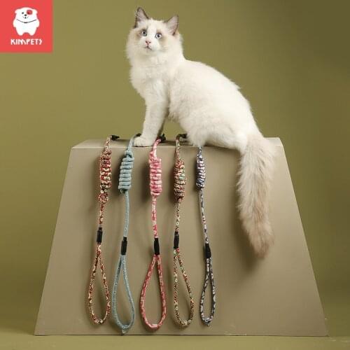 Kimpets Cat Traction Rope Anti-break Away Cat Rope Cat Chest Harness Shoulders Cat Walking Rope Adjustable Harness Tie Pet Rope
