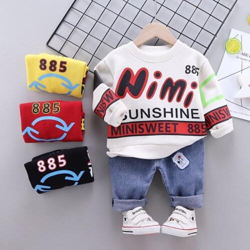 Spring Boys Clothing Sets Cotton Letter Tracksuit Tops + Pants 2pcs Suit For Kids 2021 Autumn Outfits Toddler Children Clothes