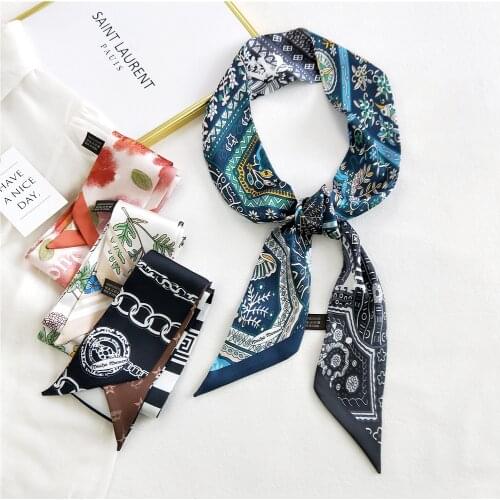 Yishine 2021 Newest Skinny Hair Tie Silk Finish Double Layer Luxury Women Bag Scarf
