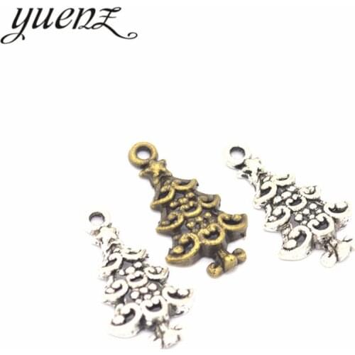 YuenZ 20pcs 3 Colors Antique silver color alloy Metal Christmas tree Charms for Jewelry Making Diy Handmade Jewelry 22*12mmQ210