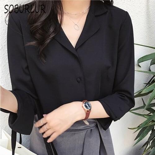 Solid Color Chiffon Women Blouse Spring Autumn New Office Lady Shirts Suit Collar Long Sleeve White Shirt Female Plus Size Tops