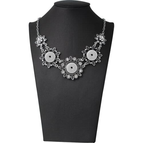 New Vintage Crystal Flower Bohemia Choker Necklace Snap Jewelry for Women 18mm Snap Buttons Pendant Necklace for Women Jewelry