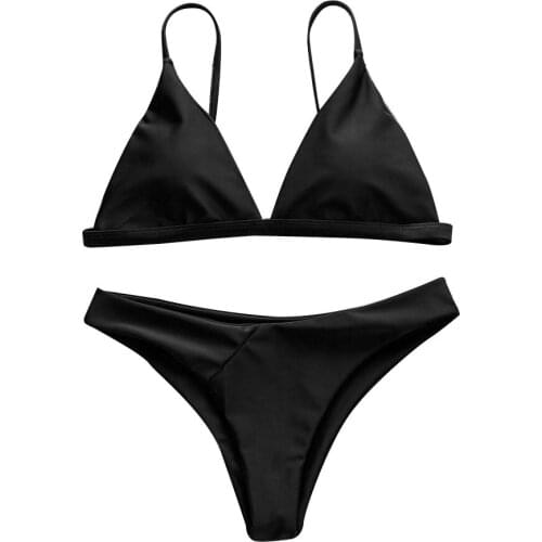 2019 Sexy Women Solid Bikini Push-Up Pad bralette Swimsuit Swimwear Bathing Beachwear Bikinis Set Bathing Swimsuit Female L30218