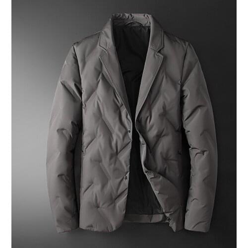 M-4XL Winter New 90% White Duck Down Blazers Jacket Black Gray Classic Business Casual Male Suit Coat Thicken Keep Warm