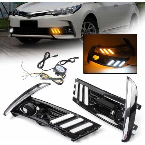 Car Turn Signal Lamp 1Pair for Toyota Corolla Altis 2017 Fog Light LED Daytime Running Lights