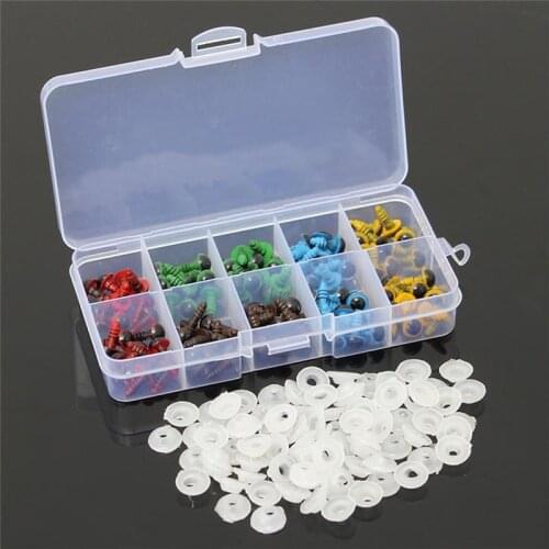 100 Pcs/Pairs 5 Colors Plastic Safety Eyes Box For Animal Puppet Crafts Toy Animal Puppet Doll Craft DIY Christmas Gift