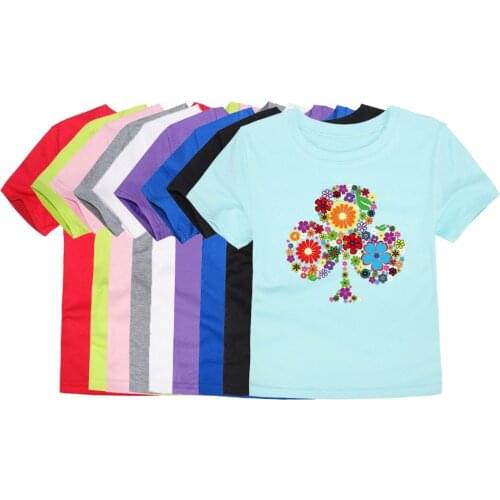 2018 Summer Clothing for Kids Children Floral Tee Baby Girls Three Lucky Flower T-Shirts Girls Summer Top Baby Flower Tree Tees