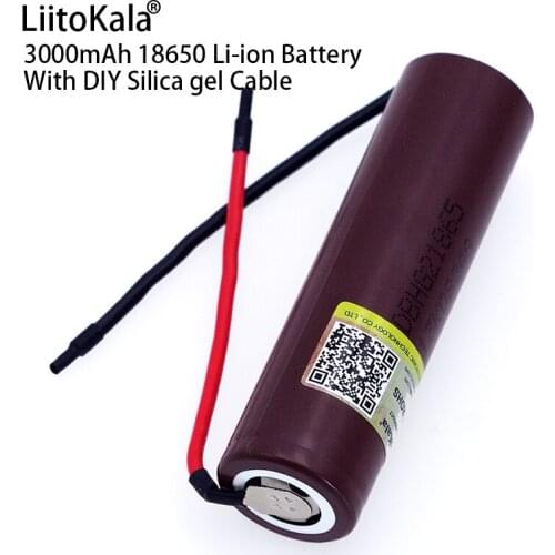 4pcs Liitokala new HG2 18650 3000mAh battery 18650 HG2 3.7V discharge 20A, dedicated batteries+DIY Silica gel Cable