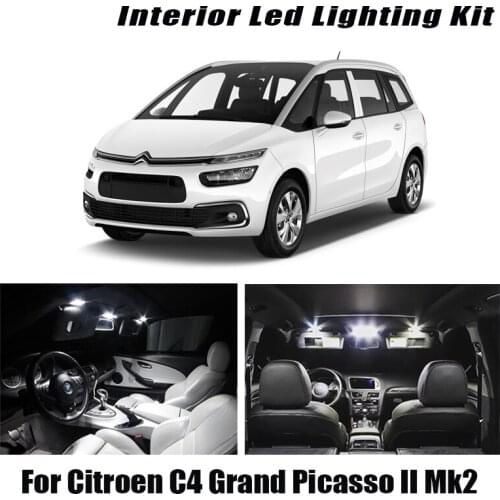 6pcs White Canbus Bulb Car LED Interior Light Package Kit Fit For 2014-2019 Citroen C4 Grand Picasso II Mk2 Cargo Glove Box Lamp