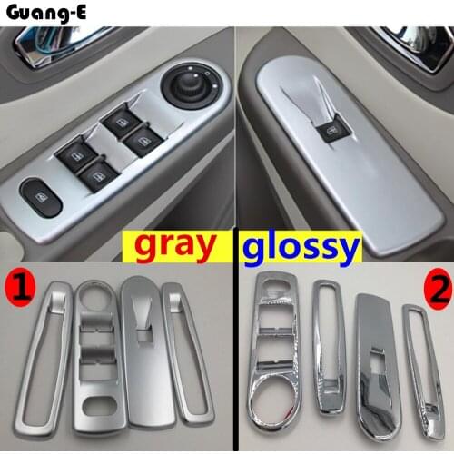 Car ABS Chrome Door Window Glass Inner Panel Armrest Lift Switch Button Trim Frame Part 4pcs For Renault Captur 2015 2016 2017