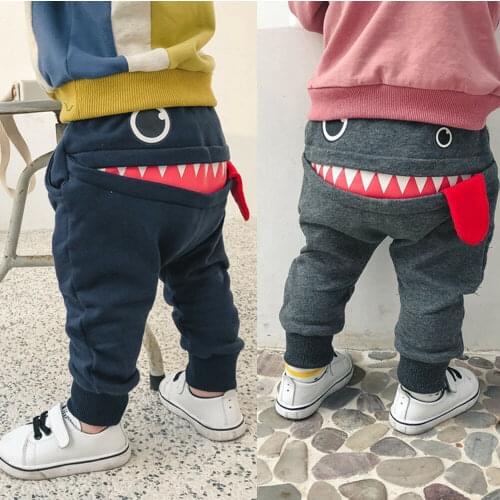 Children Baby Boys Leggings Toddler Kids Casual Cute Big Mouth Monster Trousers Costumes Long Cotton Infant Cartoon Pants