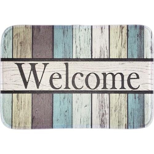 Welcome Funny Doormat Colorful Striped Indoor Floor Mats Home Decorative Door Mat Short Plush Fabric For Bath Livingroom