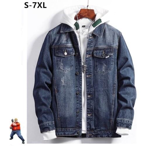 Denim Jacket Jeans Men Plus Size Male Blue Motorcycle Coat Cotton Thick Cowboy Autumn 5XL 6XL 7XL Loose Black Mens Boy Clothes