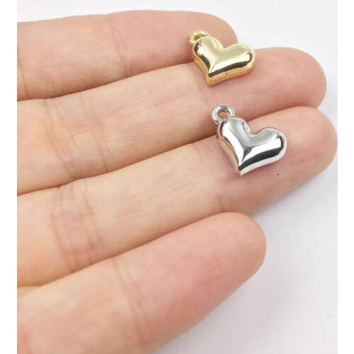 Eruifa 20pcs 12mm Popular Cute Polished Heart Zinc Alloy Jewelry DIY Charms Pendant Necklace, Earring Bracelet 2 Colors