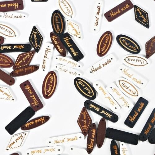Dark Color Garment Labels Wood Multi-Shape Brown White Black Handmade Embossed Label DIY Flag Labels Sewing Accessories 50pcs