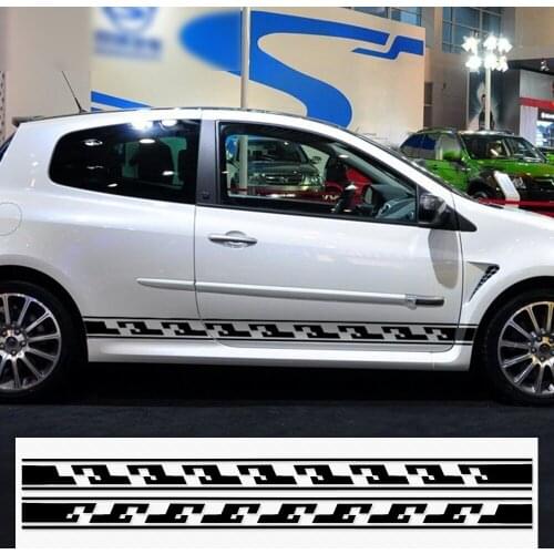 Racing Side Stripe Skirt Graphic Decal Body Car Sticker for Renault Sport Clio Fluence Megane 2 Logan Car Styling Accessories