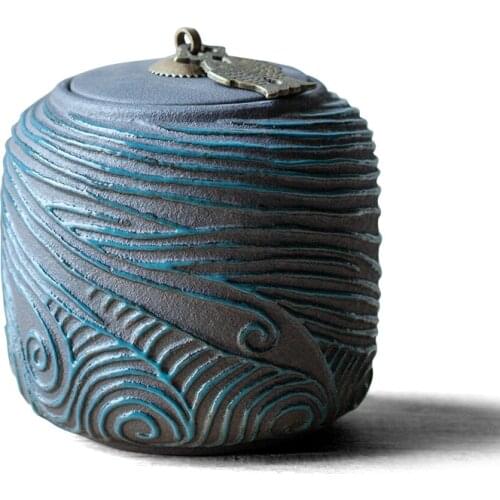 Japanese style Rough Pottery Bean Ukiyoe Yamato-e Jar Tea Box tea Canister Porcelain candy jar ceramic sealed tank tea caddy